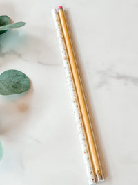 Exclusive Pencil/ Teacher print plastic straw